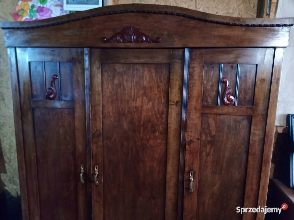 Szafa Secesja kompletna 3 drzwi Drewno Szafy i garderoby Kozy