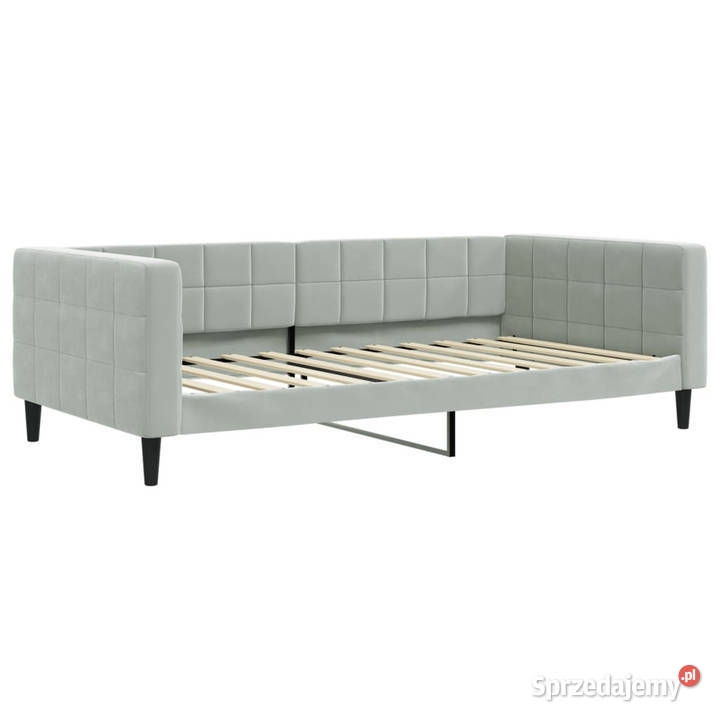 Sofa z funkcją spania jasnoszara obita aksamitem mazowieckie Warszawa