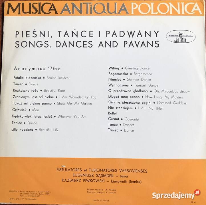 Płyta winylowa MUSICA ANTIQUA POLONICA PIEŚNI Pozostałe Katowice