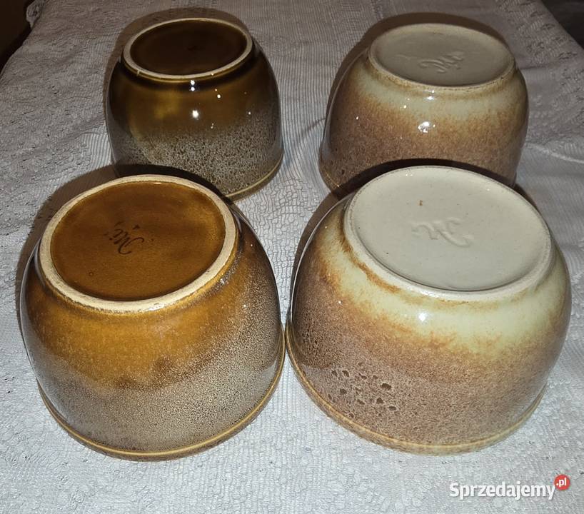 Miseczki Mirostowice 4 sztuki ceramika PRL Sosnowiec