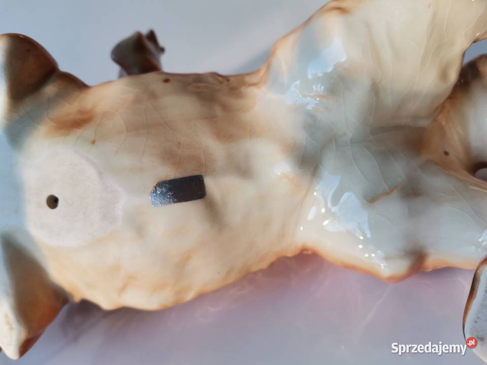 Stara duża figurka porcelanowa Pies Pekińczyk Antyki, Sztuka, Kolekcje Katowice