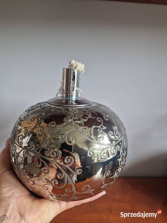Srebrna lustrzana lampa świecznik Lampiony i latarnie Radom