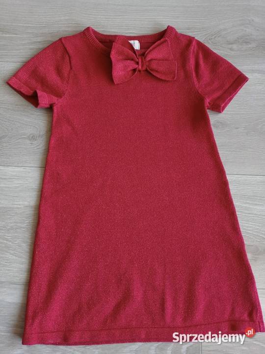 Sukienka dziewczęca czerwona z kokardą 98104 Odzież