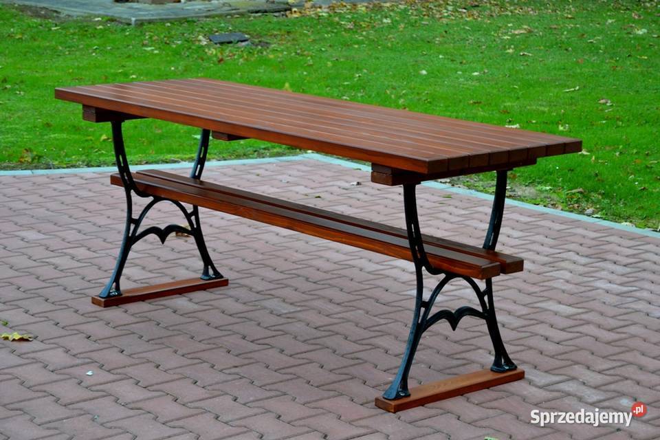 Stół ogrodowy kawowy malowany drewno żeliwo W051 czarny Warszawa sprzedam