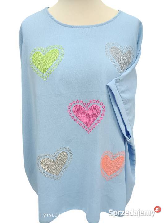 BLUZKA DUŻY ROZMIAR cekiny SERCA biust 180