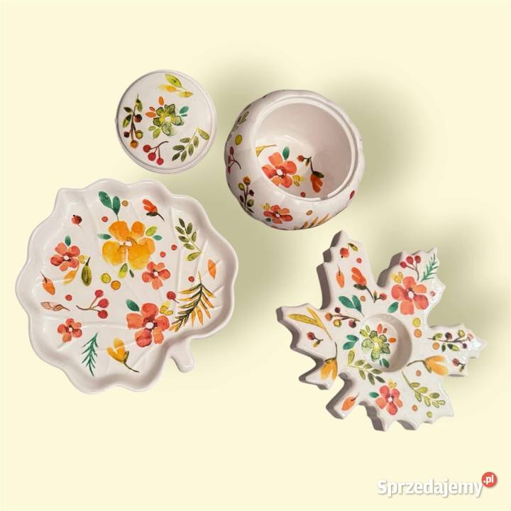 Komplet z gipsu ceramicznego decoupage Kraków