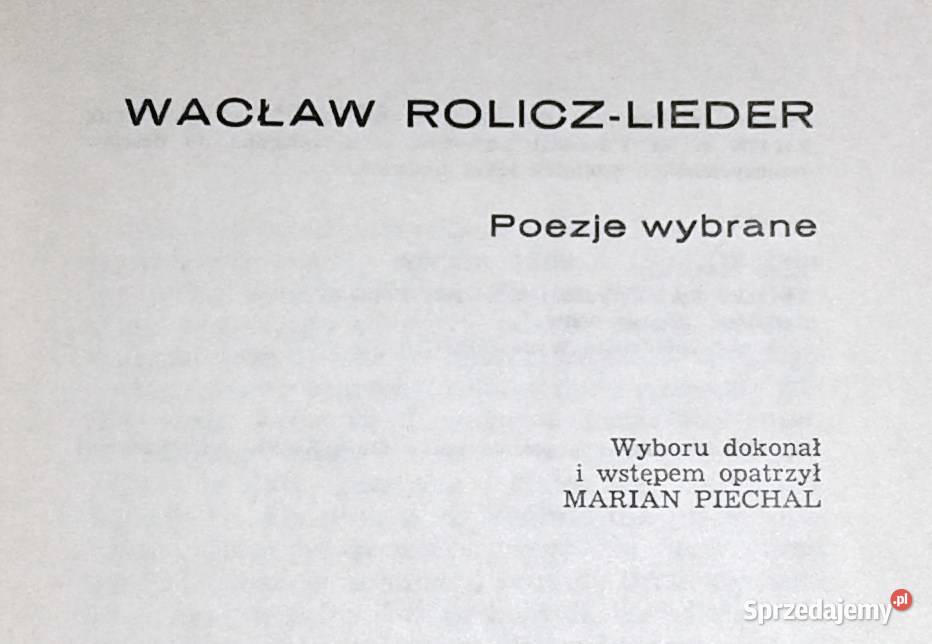 Poezje wybrane Wacław RoliczLieder sprzedam