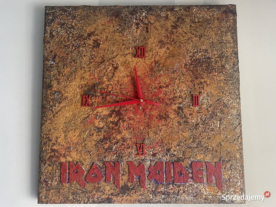 Zegar ścienny z napisem Iron Maiden Ręcznie Gliwice