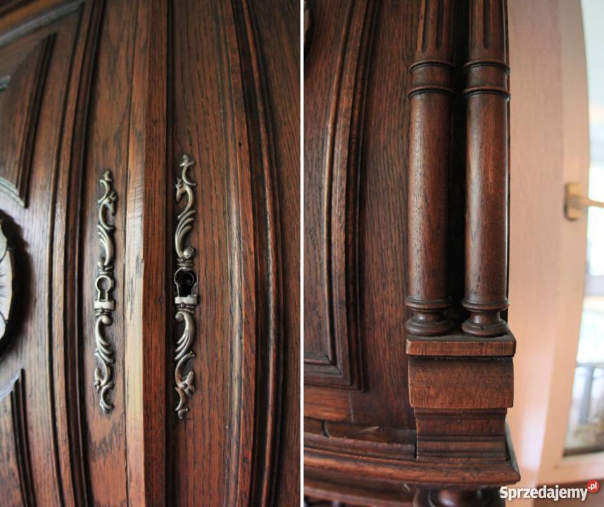 Stylowy kredens antyk piękne zdobienia Szafy, regały, półki Pszczyna