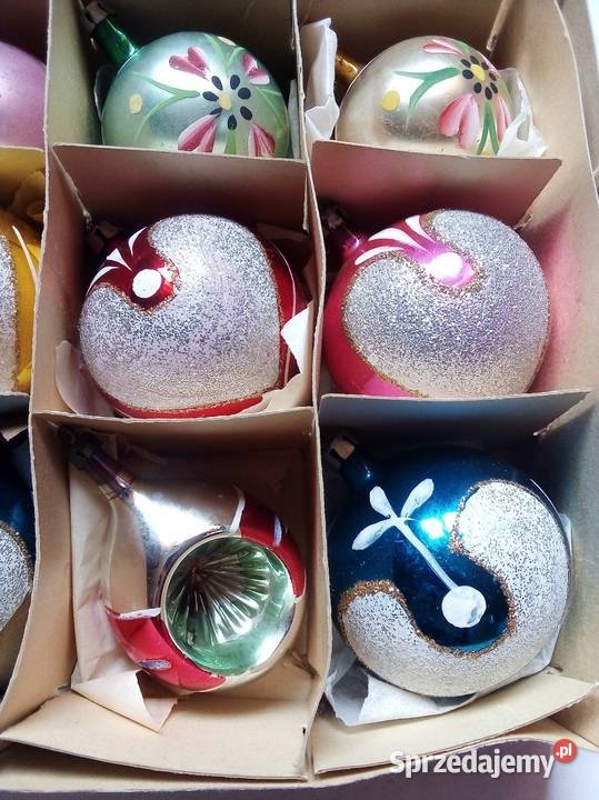 szklane bobki vintage PRL Częstochowa