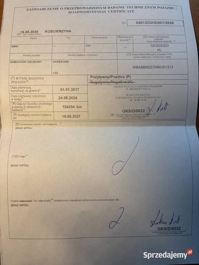 BMW F30 LCI 330i Sport Line RWD automatyczna Kościerzyna