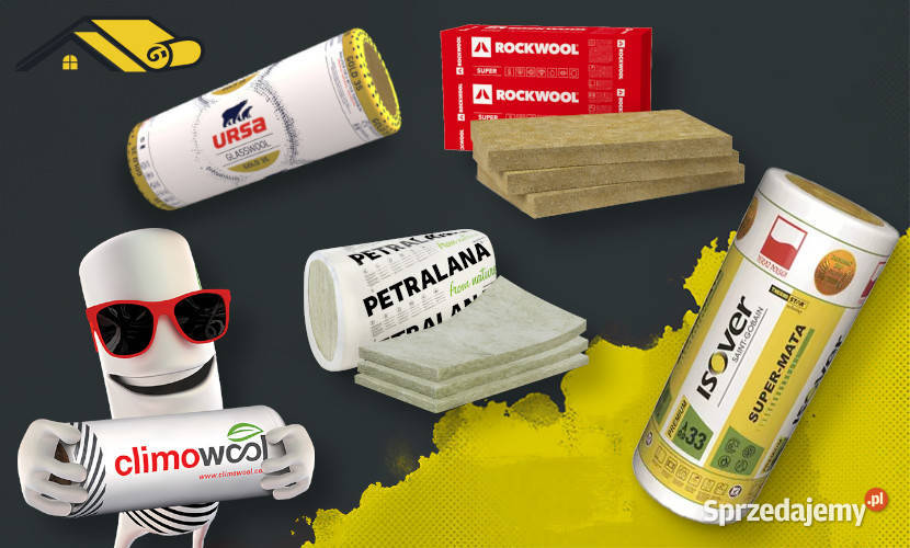 Wełna mineralna skalna i szklana rolka i płyta Bytom