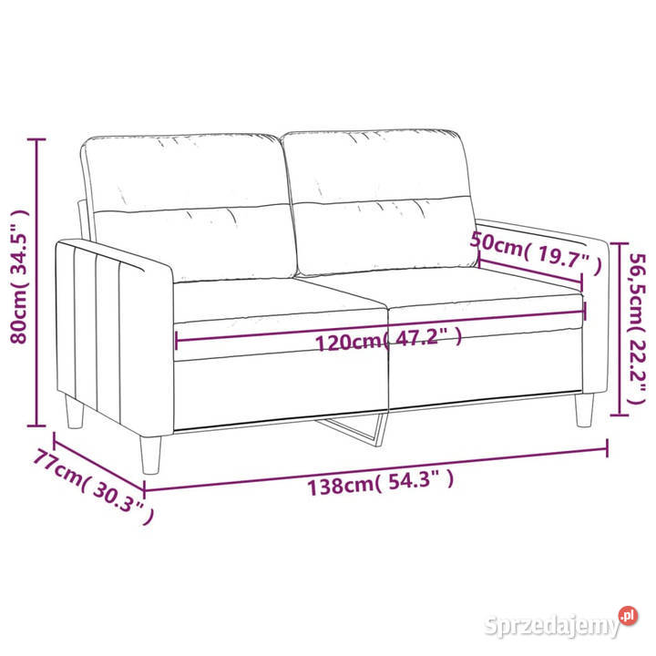 Sofa 2osobowa kolor taupe 120 tapicerowana Warszawa