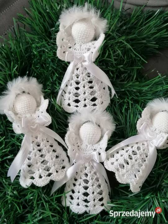 Aniołek biały szydelkowy na choinkę Dekoracja Boże Narodzenie Katowice sprzedam