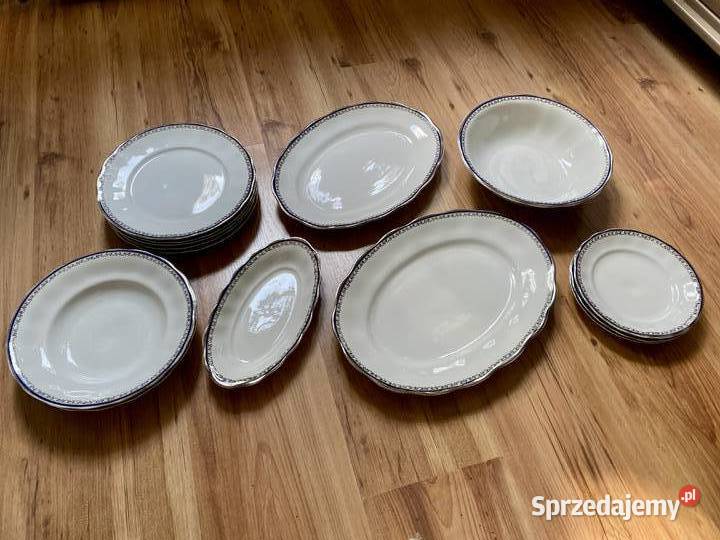 Piękne Stare Talerze Zastawa Kobalt Porcelana dolnośląskie