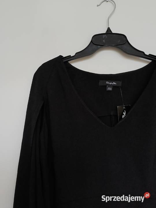 SIMPLY BE Czarna elegancka sukienka z rozciętymi Gdynia sprzedam