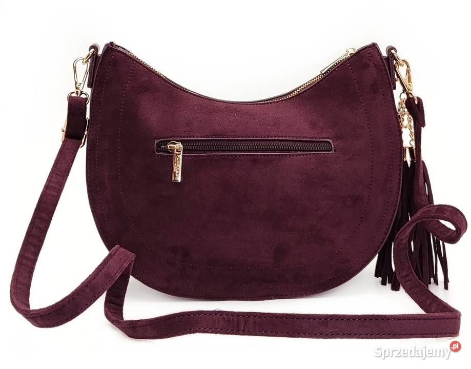 Torebka Listonoszka FloraCO Zamszowa Burgund Warszawa