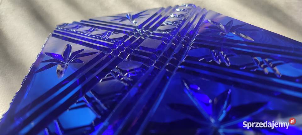Taca patera szkło barwione kobaltowe 2kpl Patery kujawsko-pomorskie Bydgoszcz