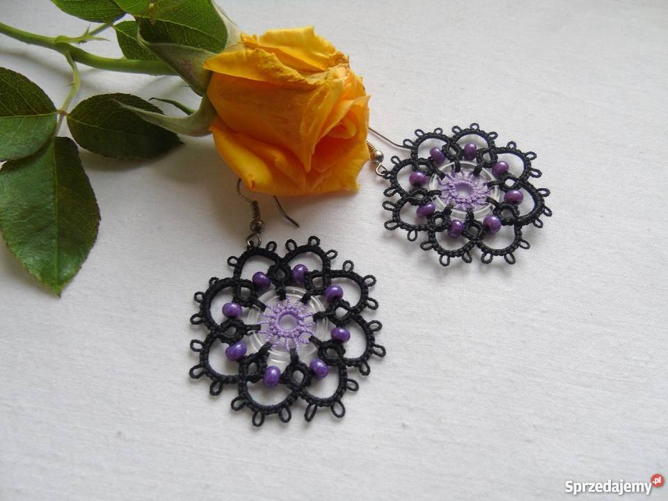 Kolczyki Frywolitkowe Wiśniowa sprzedam