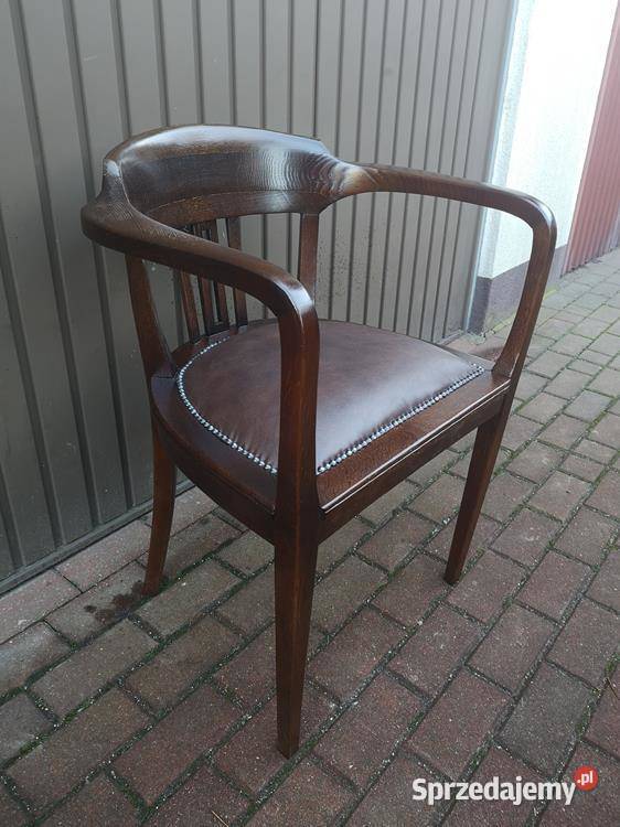 Stary Fotel Krzesło Dębowy Gabinetowy Secesja