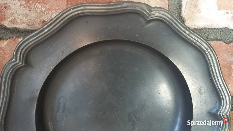 Talerz cynowy z sygnaturą anioła 235 710 Gawroniec sprzedam