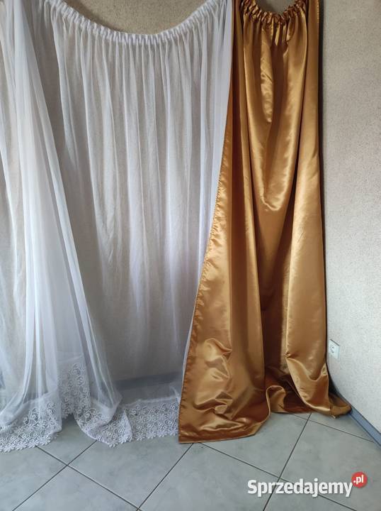 złote metaliczne zasłony story kotary Kielce