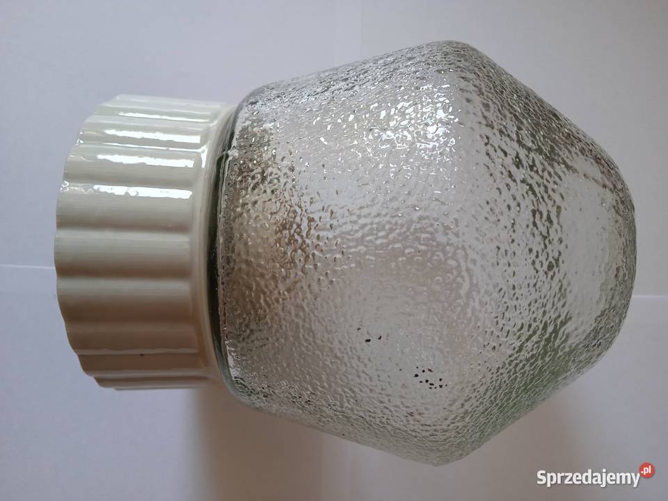 Szklana lampa PRL porcelanowa podstawa Poznań