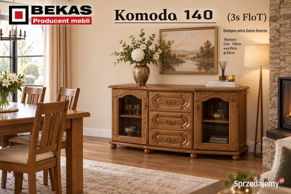 Komoda 1403SFloT Bekas Dąb Lakierowany Nowa Kielce