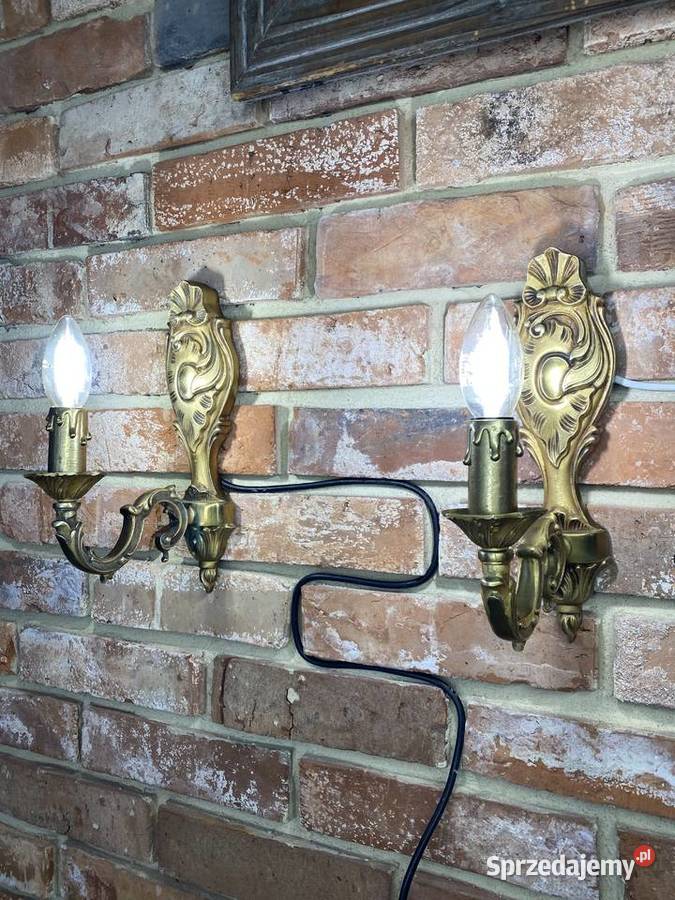 Para Francuskich kinkietów 4 mosiądz Antyk Poznań