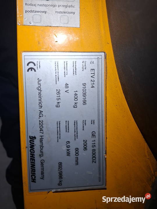 Wózek widłowy Jungheinrich ETV 214 2006 Gdańsk