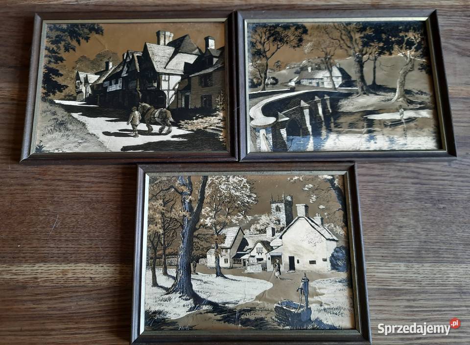 Obrazki zabytkowy wydruk na metalicznej folii