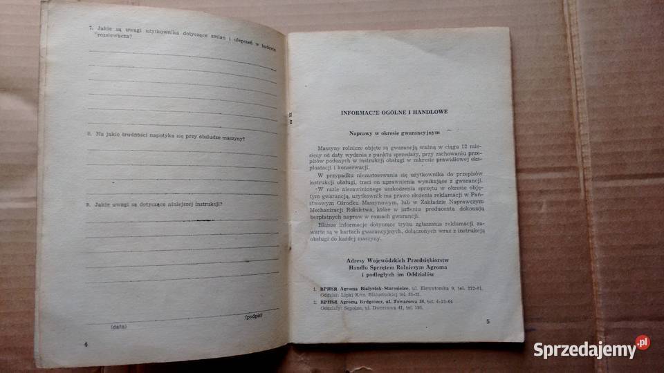 Rozsewacz wapna RCW3 instrukcja obsługi i Kraśnik sprzedam