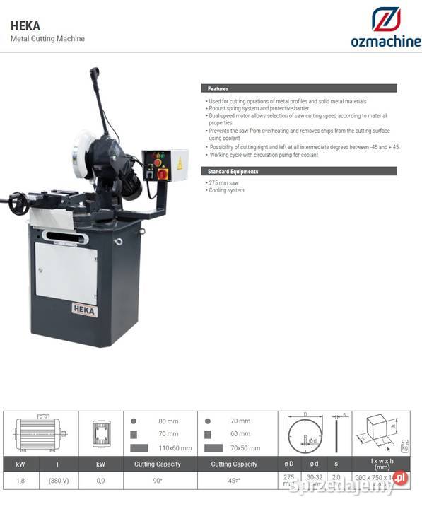 HEKA piła jednogłowicowa do cięcia metalu stali Obodowo