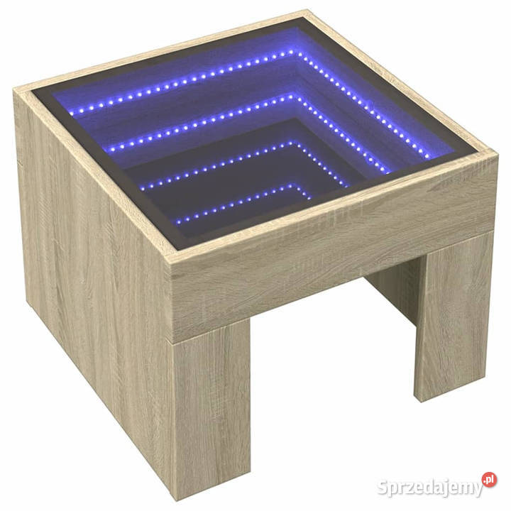 Stolik nocny z LED Infinity dąb sonoma 40x40x30