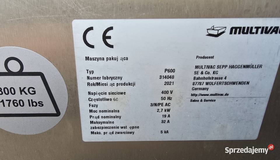 Pakowaczka próżniowa Multivac P600 Dobieszowice