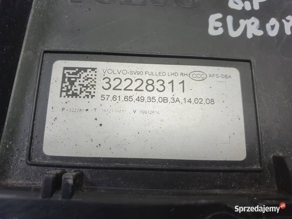 LAMPA PRAWA Volvo V90 S90 II prawy przód osobowe Motoryzacja Chełm