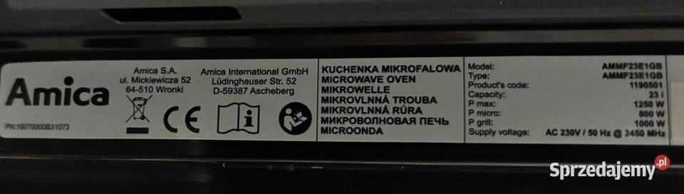 Kuchenka mikrofalowa AMICA Mielec