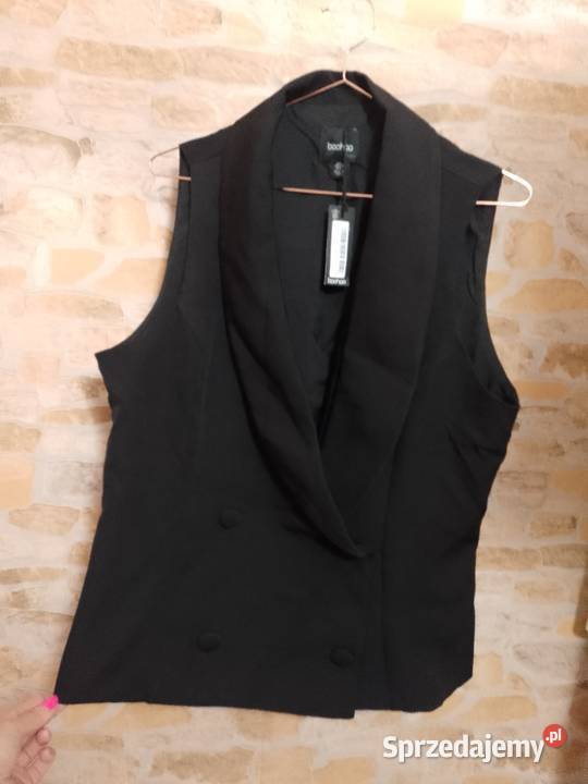44XXL Boohoo Czarna kamizelka garniturowa z Marynarki i żakiety