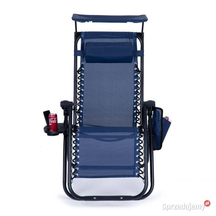  DARK BLUE leżak ogrodowy z daszkiem składany metal Bielsk Podlaski
