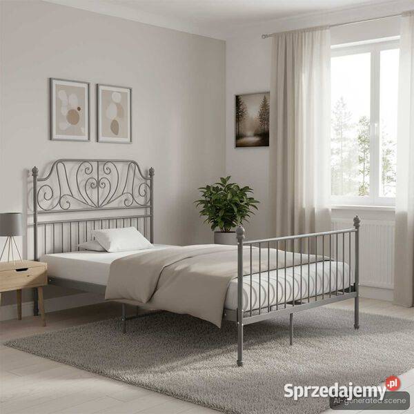 vidaXL Rama łóżka szara metalowa 120 x 200