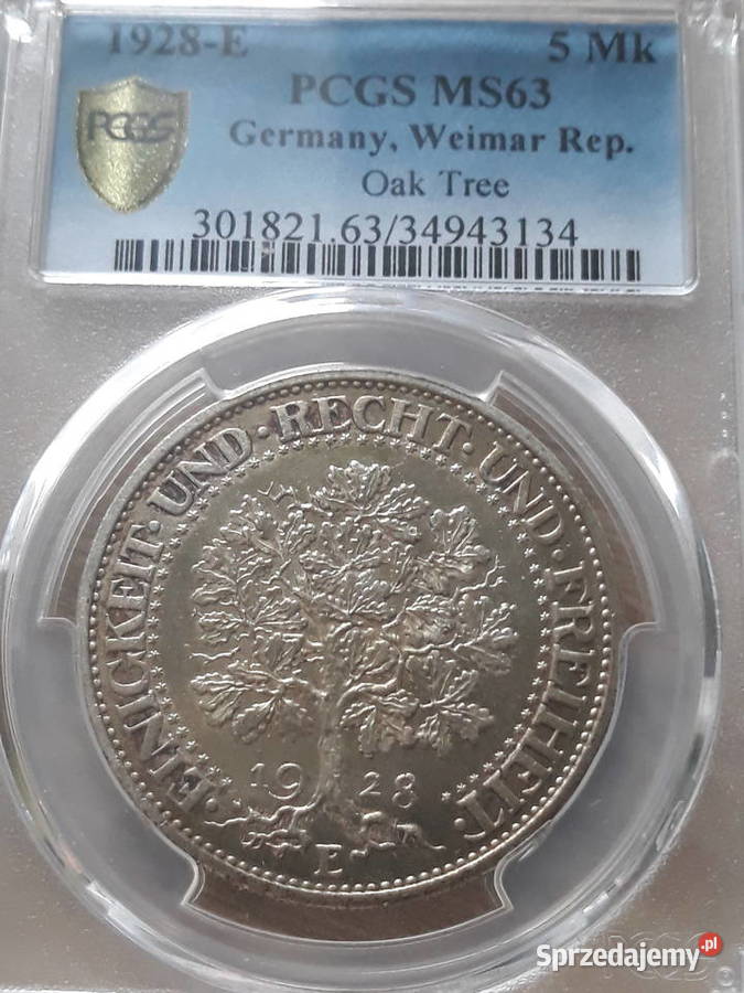 5 Marek WeimarNiemcy 1928 r Dąbmen E PCGS MS 63