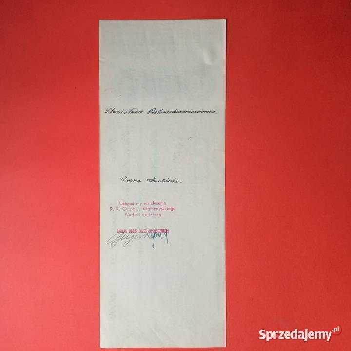 1966 Weksel Wystawiony W Wilnie Szczecin sprzedam