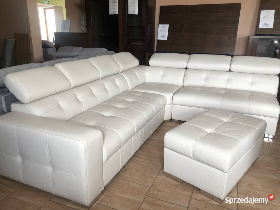 Narożnik Etna II w skórze naturalnej pufa Gliwice