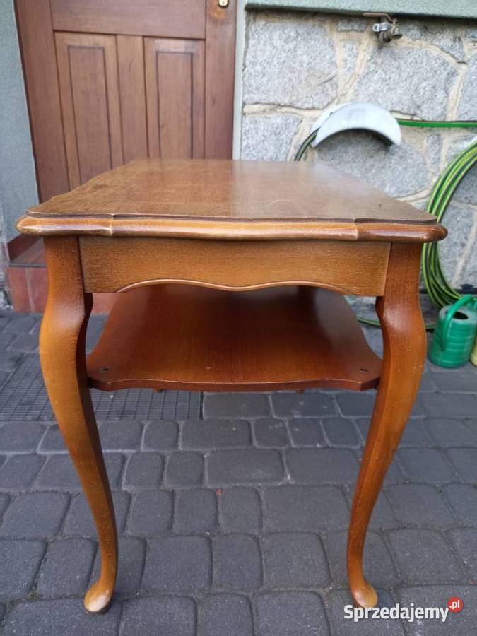 Stary stolik kawowy ludwikowski z półką vintage wielkopolskie Rawicz