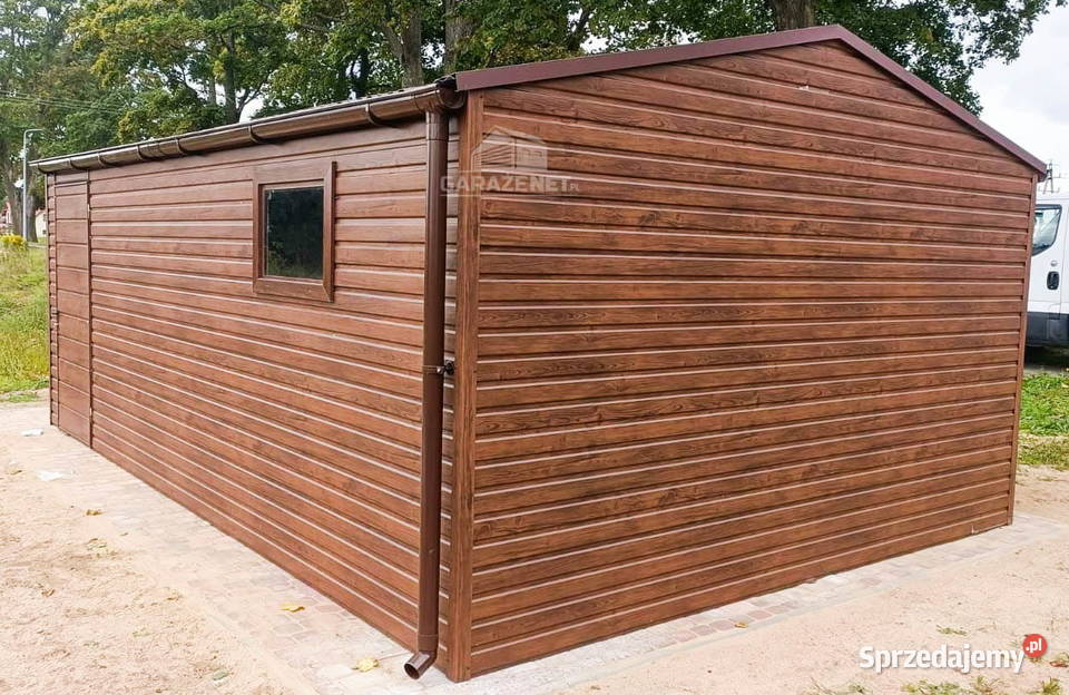 GARAŻ BLASZANY 4M X 6M DREWNOPODOBNY BRAMA Łapanów