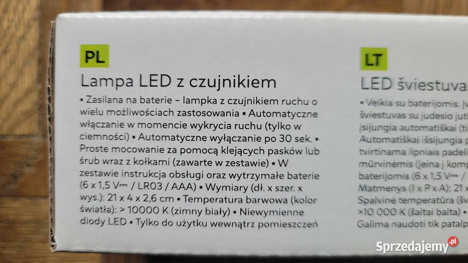 Lampka LED z Czujnikiem Ruchu 21 x 4 x 26 Lublin