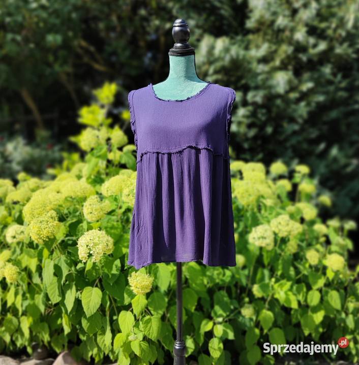 Bluzka Reserved 44 babydoll granatowa strzępiona niebieski Szczecin