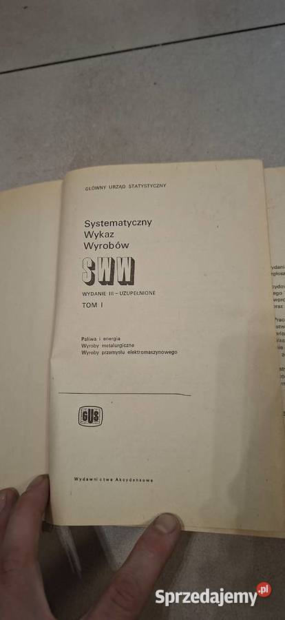 Systematyczny Wykaz Wyrobów Tom I GUS wyd III Łęczyca