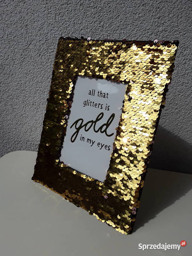 Ramka Glamour złote i brązowe cekiny odwracalne inny kolor Ramki i ramy Ramki i ramy