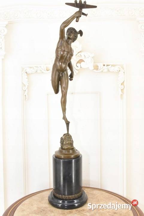 Merkury Hermes z Samolotem Figura Z Brązu Rzeźba